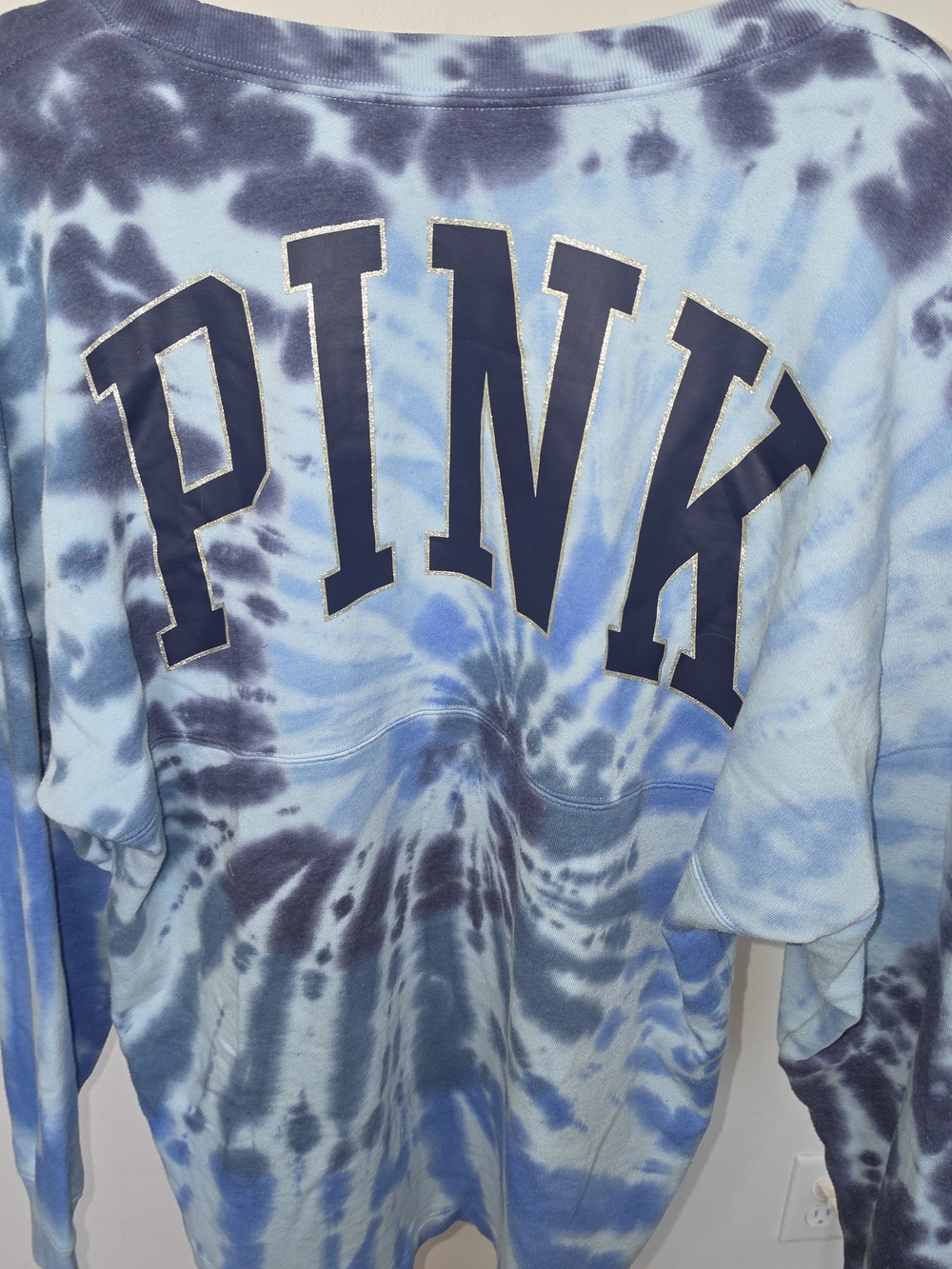 PINK Victoria's Secret Blue Tie-Dye Crewneck Sweatshirt